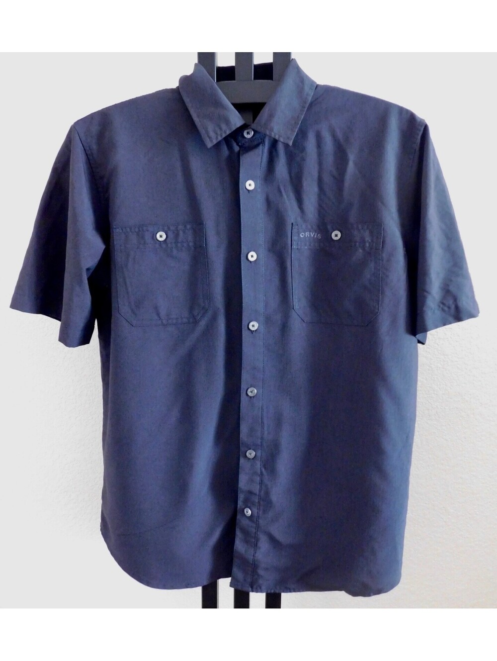 Orvis Classic Collection Men's Size Large Gray Short Sleeve Button Down Shirt